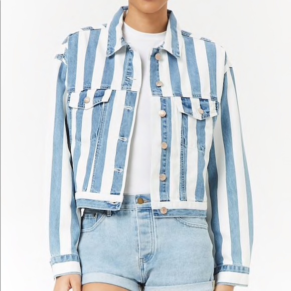 forever 21 striped denim jacket